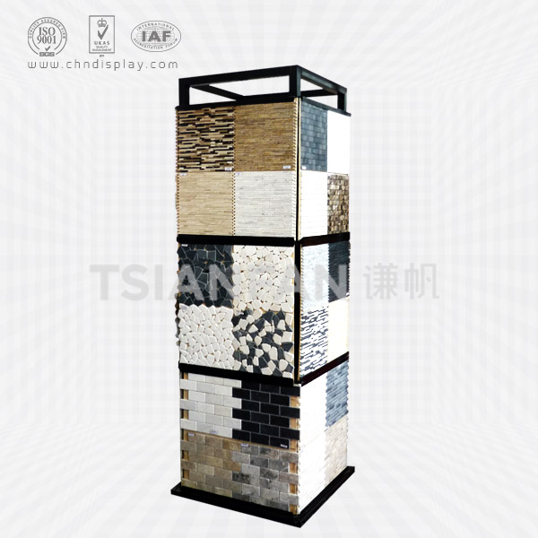 cube shape culture stone floor sample stand-sw2010