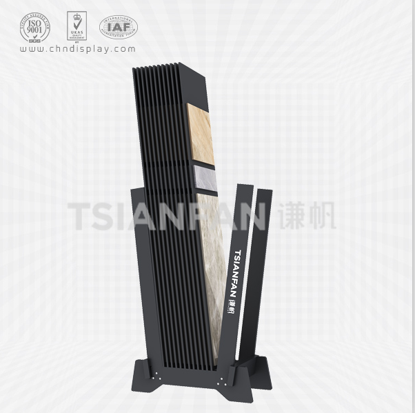 fashionable tile floor steel small printable logo high-end black simple display rack e2142