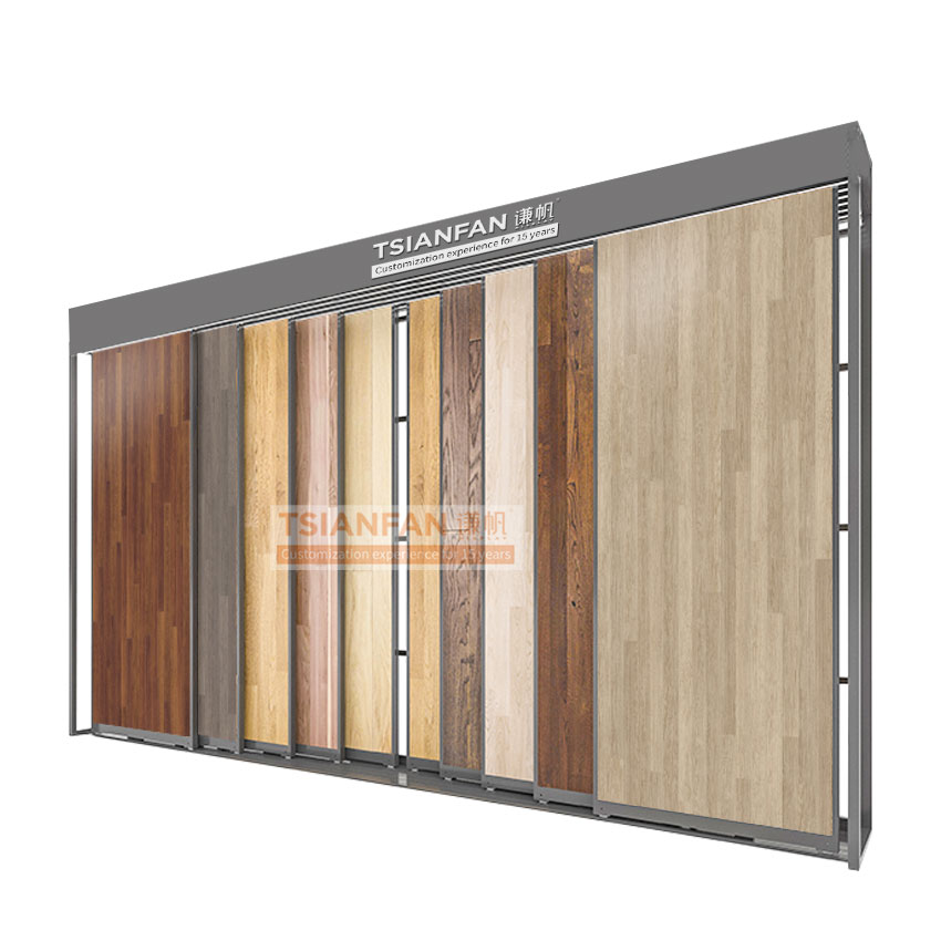 2022 push-pull planks hard wood floor tiles Wall panel Sliding display stand CT002