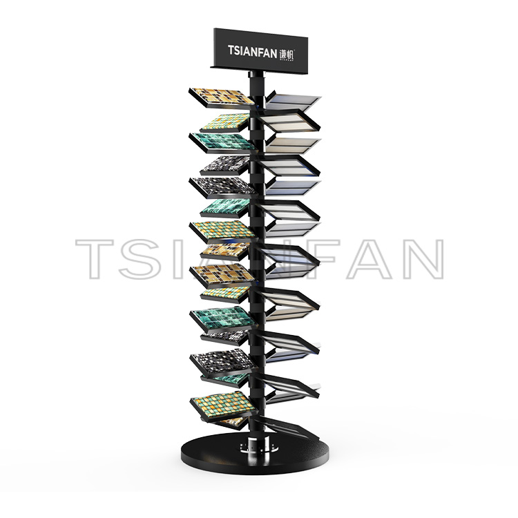 top customization showroom mosaic rotating display rack floor stand-ML985