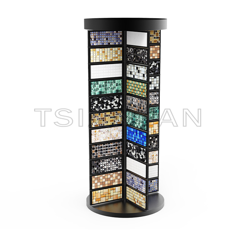 Custom floor-to-ceiling metal mosaic display rack-ML986