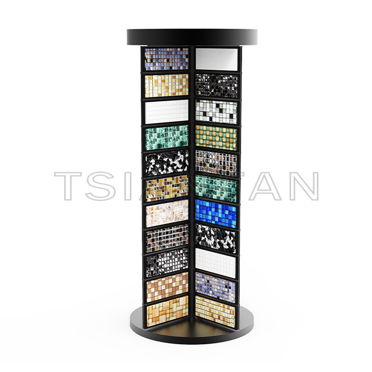 Custom floor-to-ceiling metal mosaic display rack-ML986