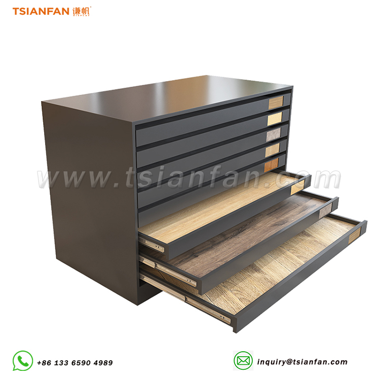 Wooden floor drawer cabinet exhibition hall design sliding display