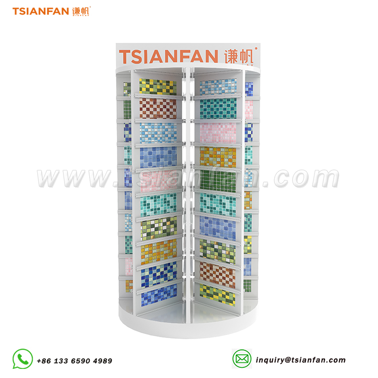 White wall mosaic tile shelf floor-standing tower-MM017