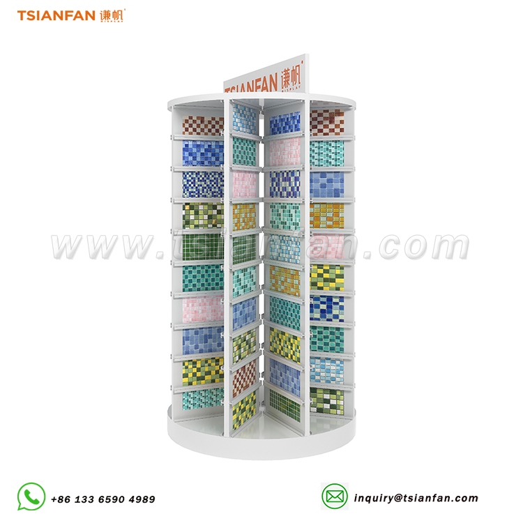 White wall mosaic tile shelf floor-standing tower-MM017