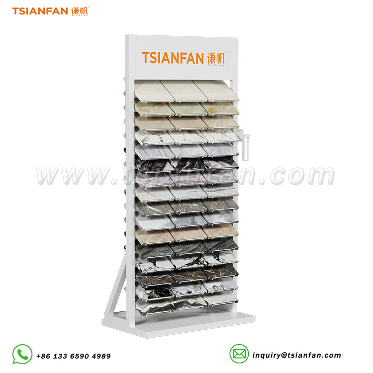 Triangular stable quartz stone display stand durable display rack for showroom-SRL132