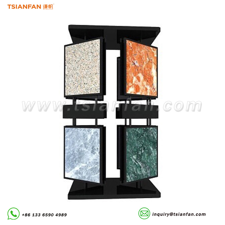 quartz stone marble rotating display rack, customized stone display rack