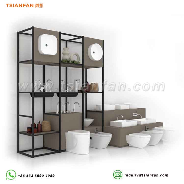VM010-Bathroom display wall toilet sample display stand